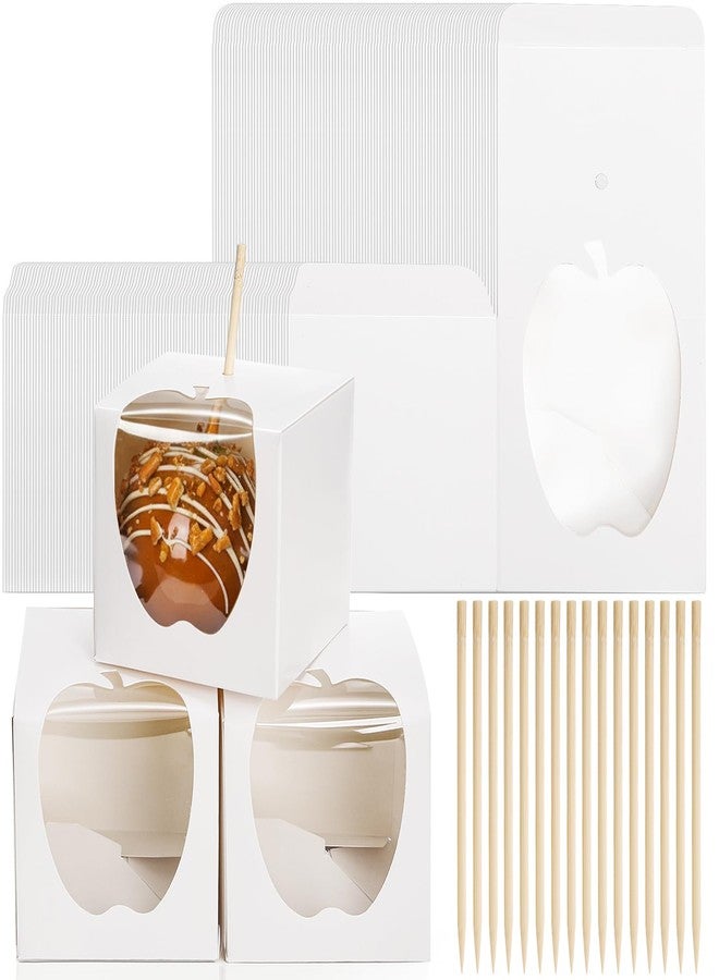 ZEAYEA 50 Pack 4"x 4"x 4" Candy Apple Boxes with Window and Sticks, Food Grade Caramel Apple Gift Boxes with Hole, Carboard Treat Favor Packaging for Halloween, Thanksgiving, Wedding, Party - Image 5